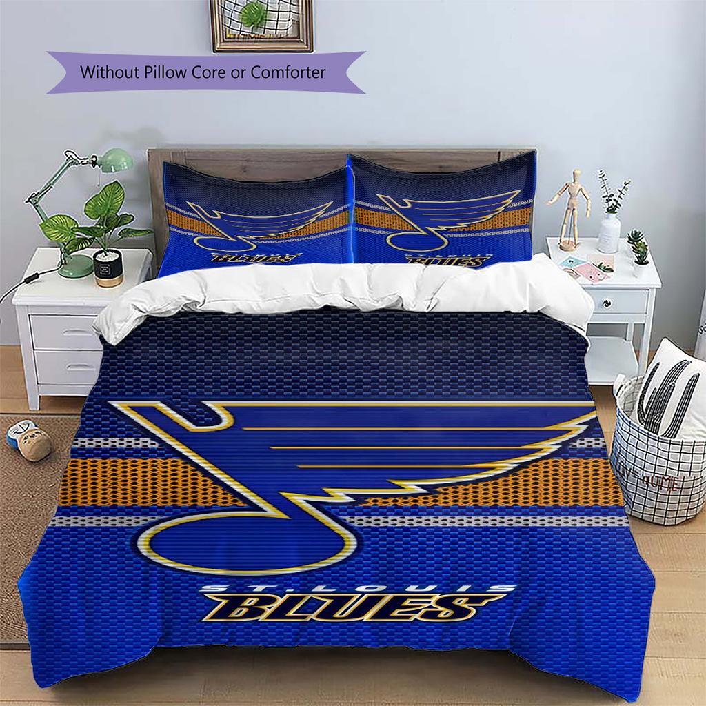 St. Louis Blues Pattern Bedding Set Quilt Cover Pillowcase Home Decor Gift (1 * duvet cover + 2 * pillowcase, without core)