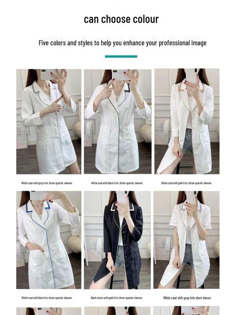 Женский летний белый халат с коротким рукавом для профессионалов салонов красоты, микроблейдинга и ухода за кожей