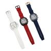 Men Multifunctional Quartz Watch Large Dial Silicone Strap Water Resistant Wristwatch Quartz Watch W