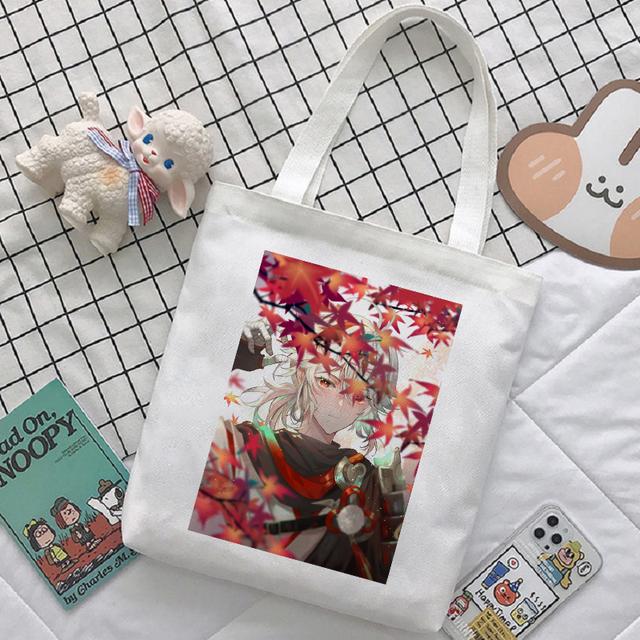 Женская сумка с героями мультфильмов Genshin Impact, сумка-шопер Y2K, повседневная модная женская сумка на плечо, японская холщовая сумка в стиле Харадзюку, большая вместительная сумка