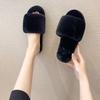 Female Home Cotton Slippers Women Autumn Winter Hairy Warm Footwear Solid Colors Fashion Sandals Woman Casual Flat Shoes