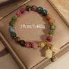 Elastic Rope Orchid Flower  Bracelet Tassel Women Bangle Colorful Beads Bracelet  Summer