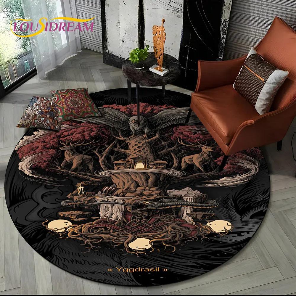 Viking Valknut Yggdrasil Tree of Life круглый ковер, ковер для гостиной, спальни, дивана, декор игровой комнаты, нескользящий напольный коврик