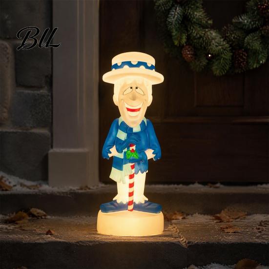 Glowing Christmas Lawn Figures LED Lighted Blow Molded Decoration, Retro Cartoon Character Holiday Porch Display Figure for Outdoor Yard, Lawn, Porch,