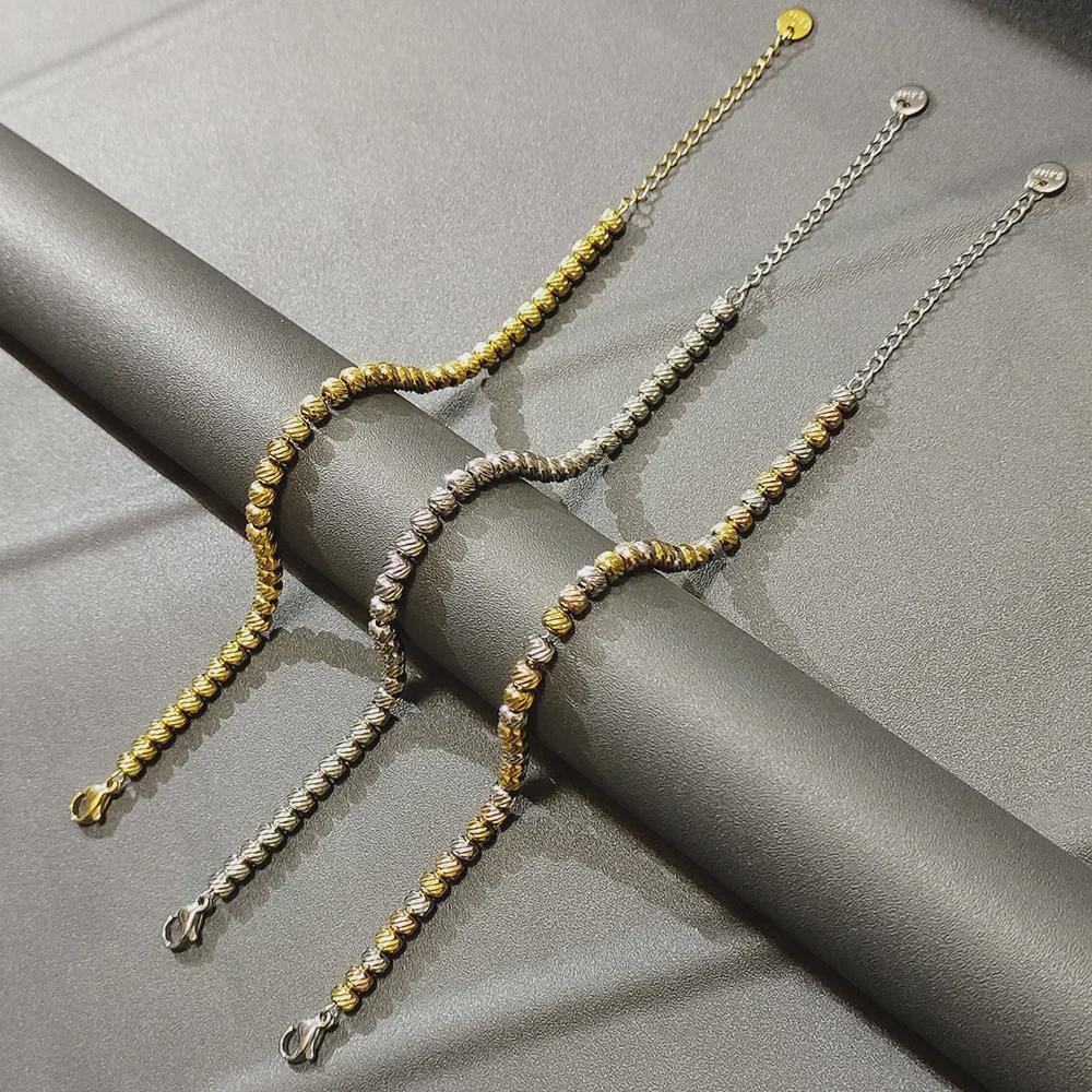 Браслеты из нержавеющей стали с бусинами AMZ: Прочные, устойчивые к выцветанию, высококачественные, моющиеся женские украшения