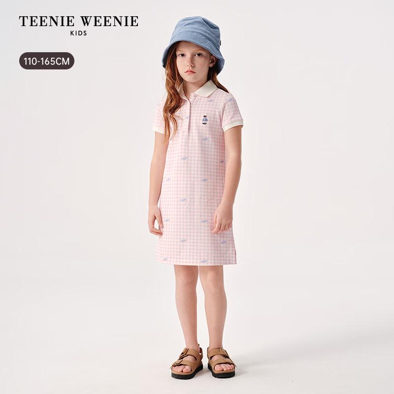 Teenie Weenie Клетчатое платье-поло А-силуэта для девочки