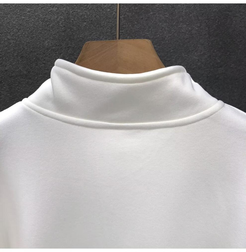 Hong Kong-Style Men's Retro Streetwear Solid Color Half-Zip Long Sleeve Hoodie