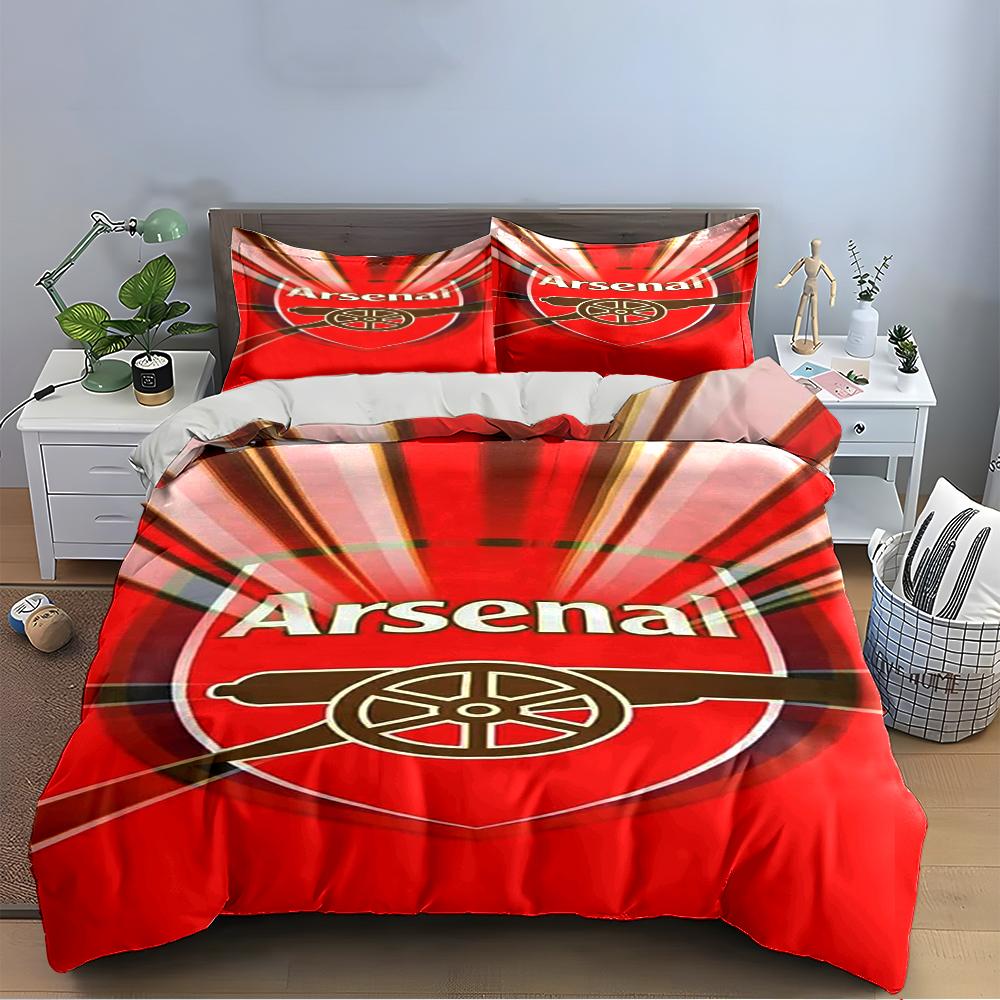 Red Arsenal Theme Bedding Set Bedding set (1 duvet cover, 2 pillowcases, duvet not included)