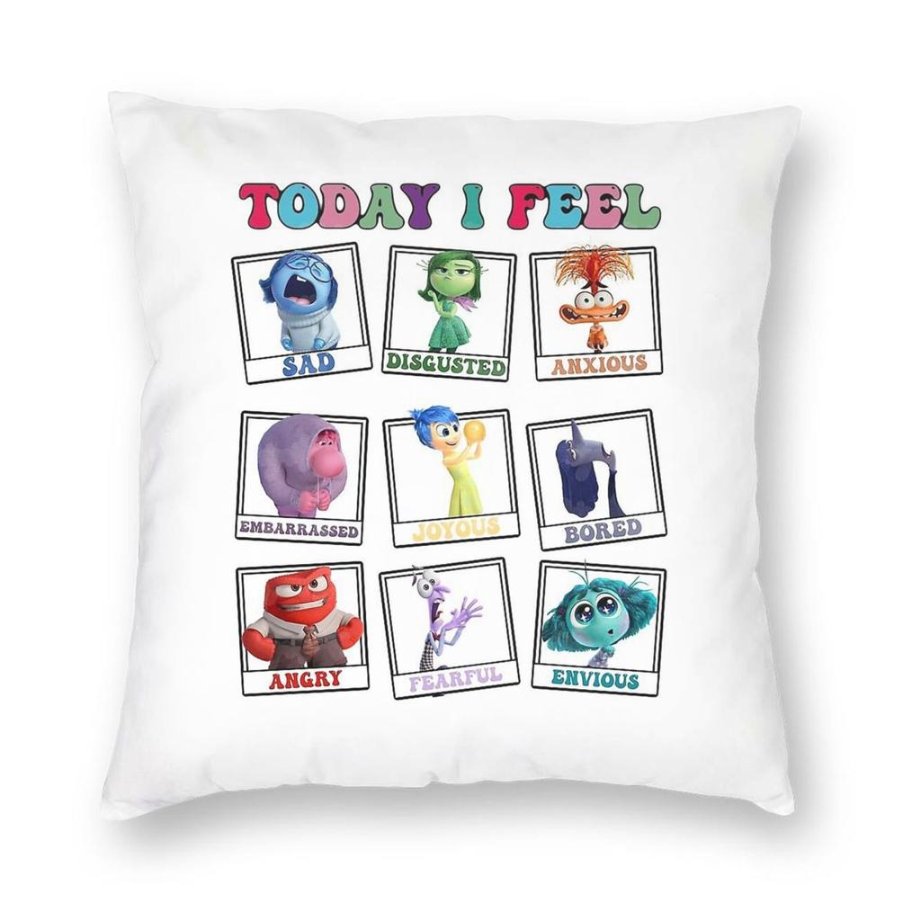 Inside Out All The Feels Square Pillowcase Polyester Linen Velvet Printed Zip Decor Pillow Case Room Cushion Case
