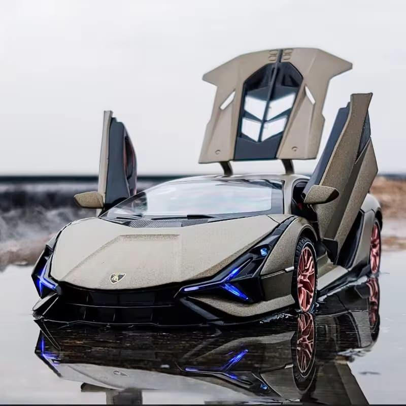 New 1:24 Lamborghini Sian FKP 37 Car Sports Car Model Diecast Sound Super Racing Car Lifting Tail Wing Hot Sale Wheels Children Boys Gift