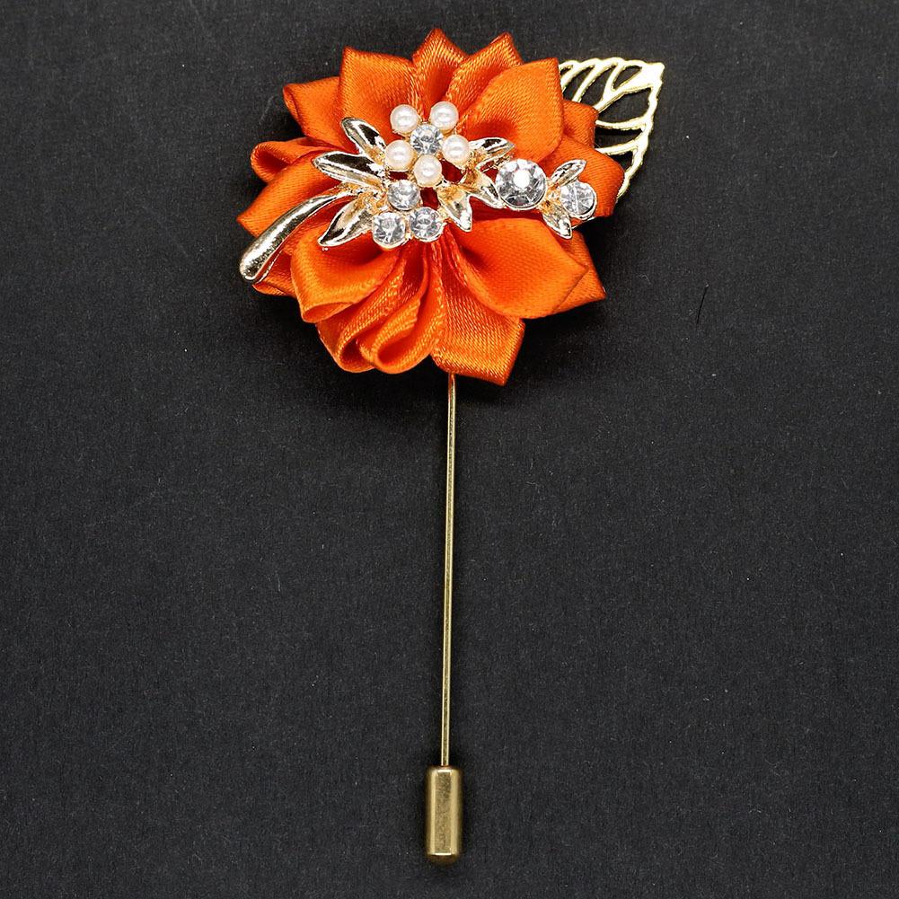 Luxury Crystal Pearl Groomsmen Boutonniere Wedding Corsage Men Brooch Pin Red Burgundy Flower Groom Bridal Boutonnieres