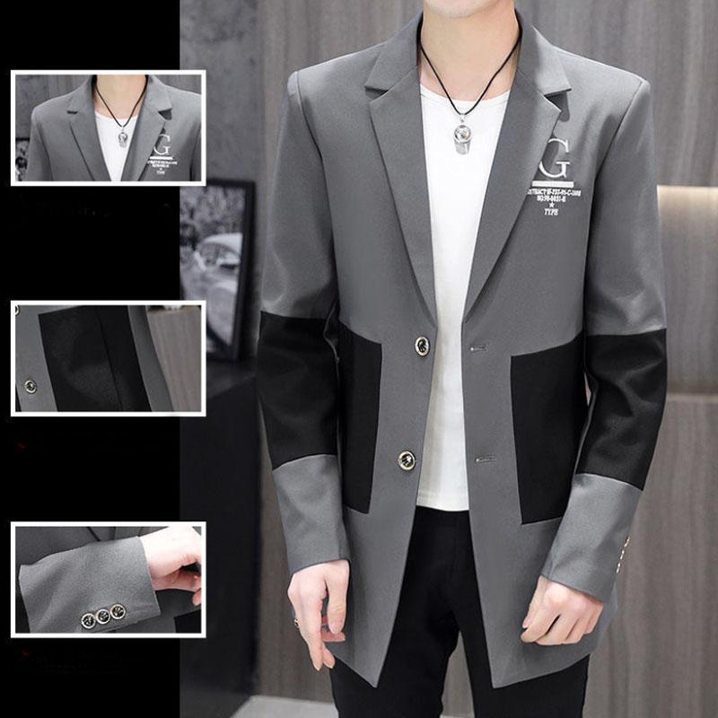 Весенний деловой костюм с v-образным вырезом, мужской повседневный облегающий ветровка с цветными пуговицами, пальто, трендовая парка