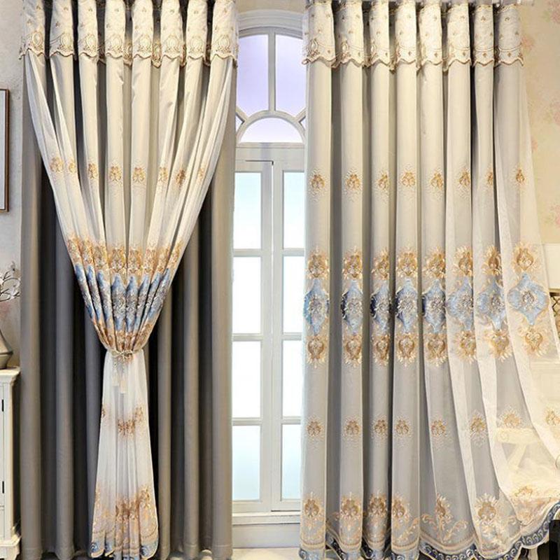 Шторы двухслойные вышитые шторы для спальни, дома, затемняющие шторы для гостиной с карнизом из пряжи