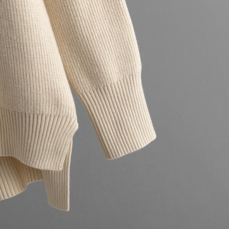 QICED Зимний теплый вязаный комплект для женщин, свободный свитер с длинным рукавом и круглым вырезом, модные брюки палаццо, комплект из двух предметов для женщин