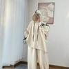 Мусульманский костюм женский Худи Топ Широкие брюки Комплект из 2 предметов Брюки Худи Свитшот Комплект Спортивный Полоски Наряды Спортивный костюм