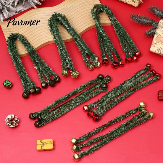 Indoor Party Ornament for Wall 11.8 Inch Christmas Garland Ties Banister Bells, Decorative Twist Ties, Reusable Stair Railings Artificial Pine Hanger