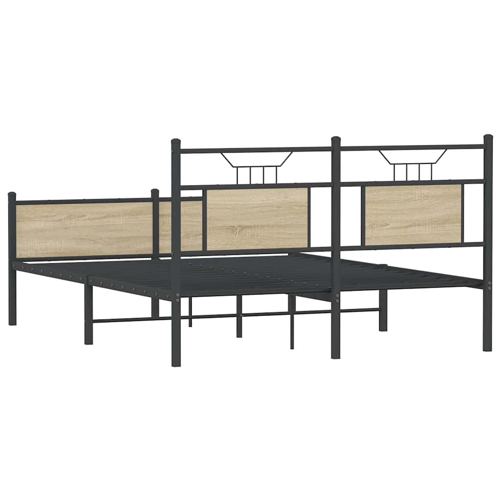Bed Frame without Mattress Sonoma Oak Finish 137 x 190 cm Wood Based Material
