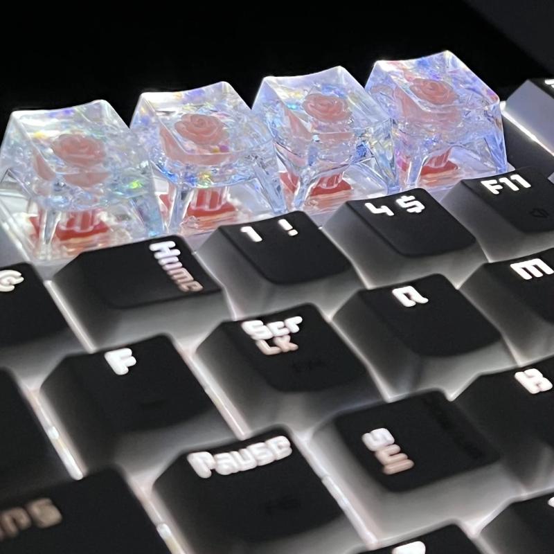 Ручная работа OEM Цветочная смоляная кейкап Полупрозрачная эпоксидная камелия для механических клавиатур Эстетичная замена кейкапа