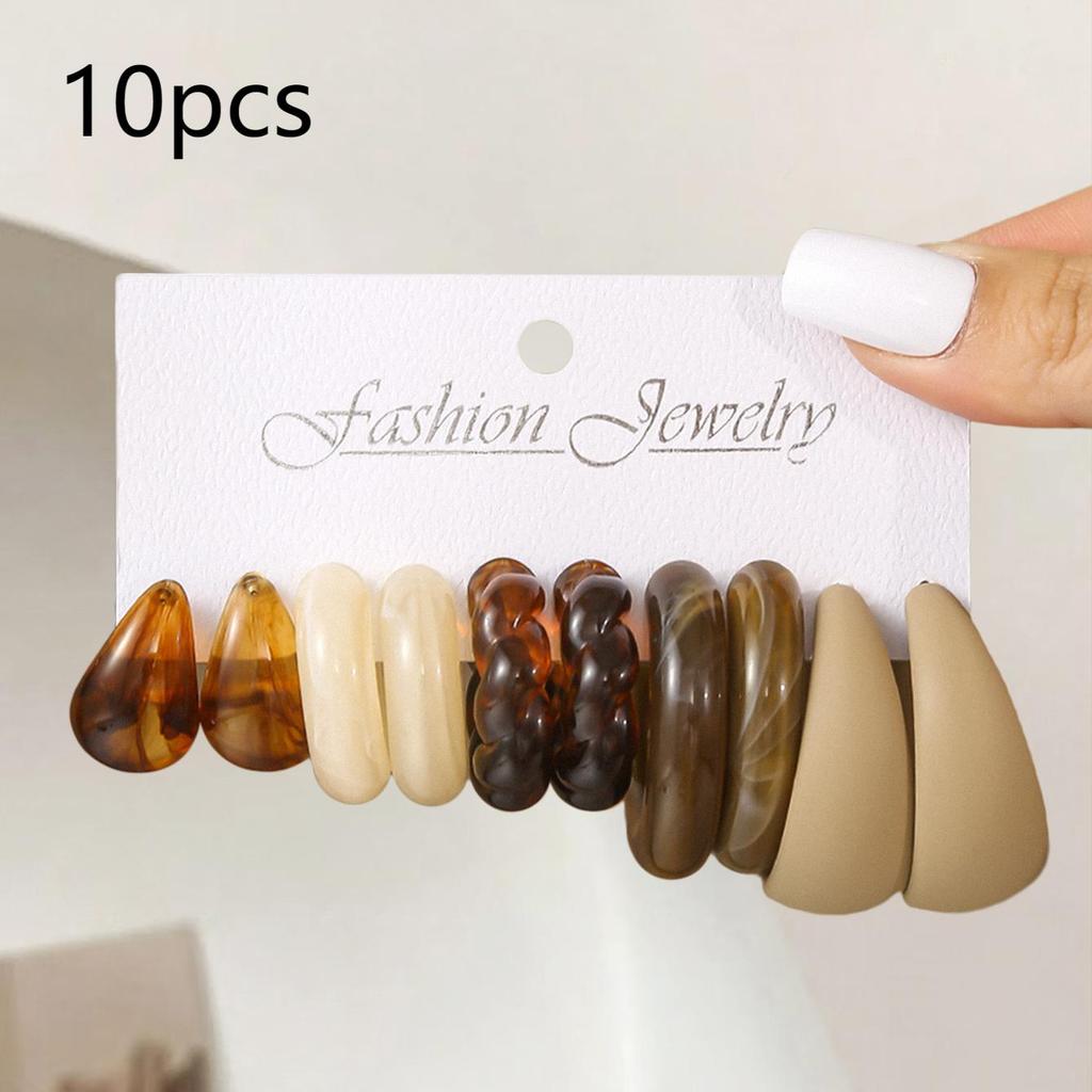 Ретро Летний Многоцветный Набор Серёг-Колец Дизайн в форме Капли Воды и C-образный Женская Мода Серьги с Леопардовым Принтом Повседневная Носка Свидания