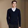 Machine Washable & Thickened Knitted V-neck Pure Wool Sweater for Men