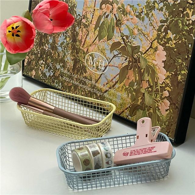 Desktop Ironwork Storage INS Metal Sundries Organizer Basket Pens Makeup Brushes Classification Basket Office Home Organization