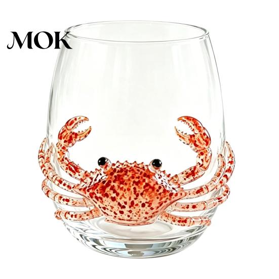 Unique Gift for Ocean Lovers 12oz Octopus Water Cup, Embossed Design, Hand Painted Marine Style Glass Cup Drinking Home Bar Decor Sophisticated