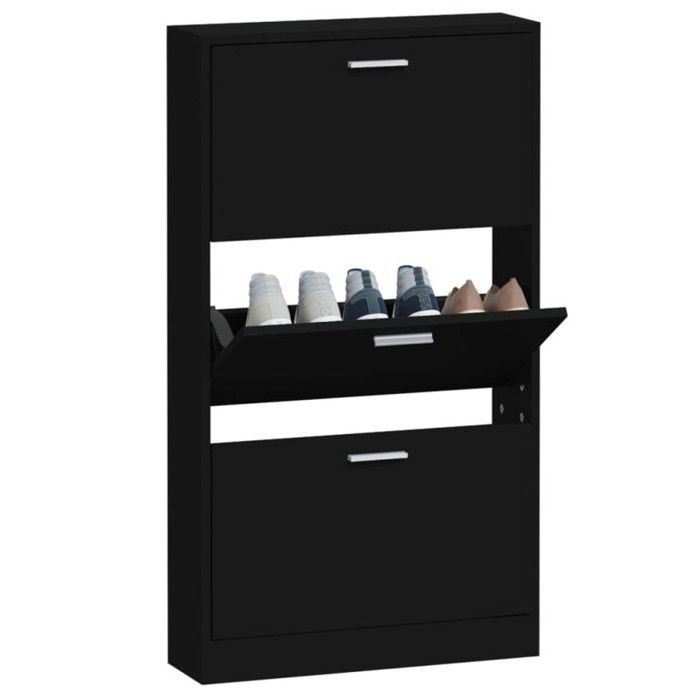 VidaXL Shoe Cabinet Black 59x17x108 Cm Engineered Wood 342528