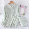 New Spring and Autumn Women's Pajamas Set Pure Cotton Crepe Long-sleeved Trousers Home Wear Set Women's Pajamas