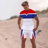 Summer Men Beach T Shirt Tracksuit 2 Piece Sets 3D Print All-Match Sports Short Sleeve Round Neck Casual Style Clothing 6XL