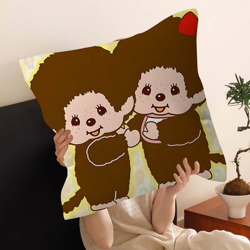 Anime M-Monchhichi Pillow Cushion Cover Pillowcase Living Room Sofa Home Decor