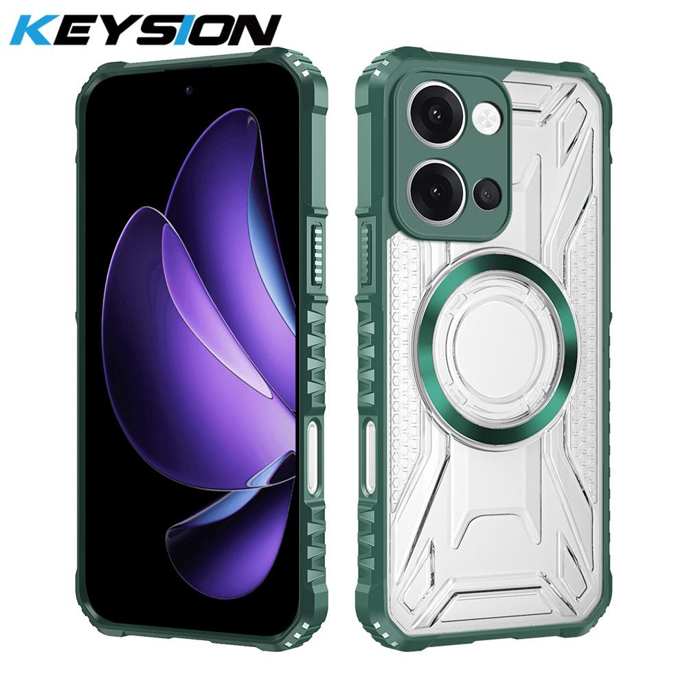 KEYSION Transparent Magnetic Case for VIVO Y05 Soft Silicone+PC Heavy Duty Shockproof Phone Cover for VIVO Y11 Y11d Y21 5G 2026