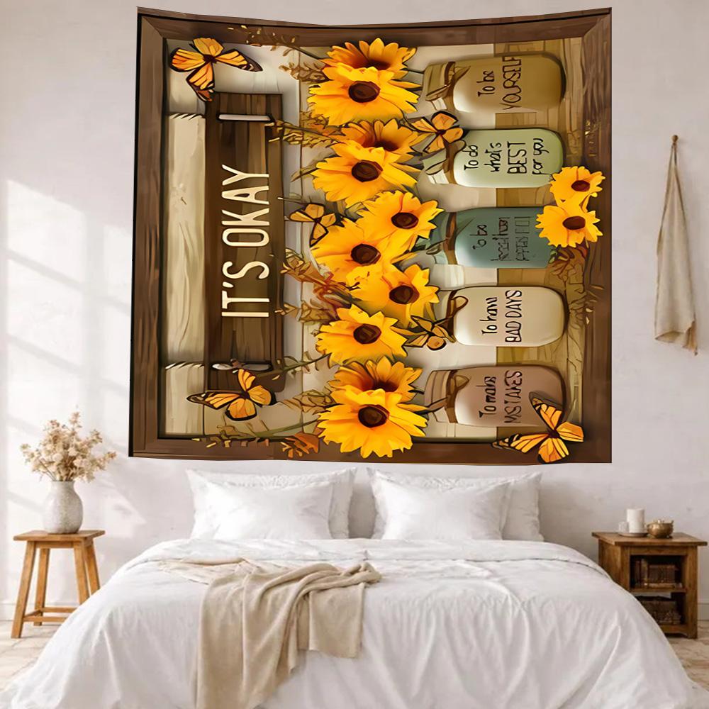 Sunflower Wall Decor Tapestry Art For Pet Memorial Birthdaywedding Party Backdrop Family Gift
