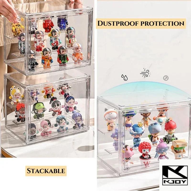 kkjoy 3 Layer Clear Display Box Stackable Magnetic Door Suit For Action Figures