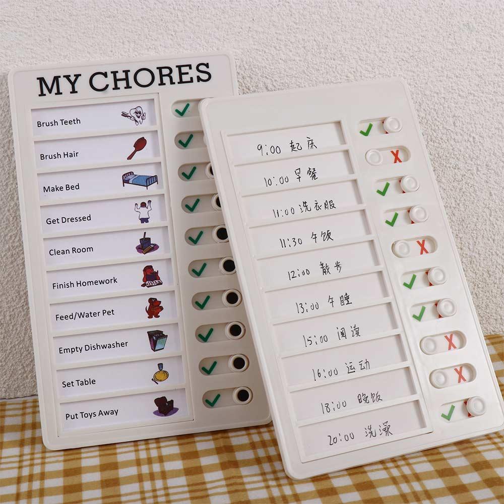 Children's Self-discipline Punch Card Student Message Checklist Chore Chart Memo Plastic Board