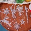 12/1pcs Crystal Snowflake Icicle Christmas Ornaments Xmas Tree Hanging Pendants Holiday New Year Party Transparent Decoration