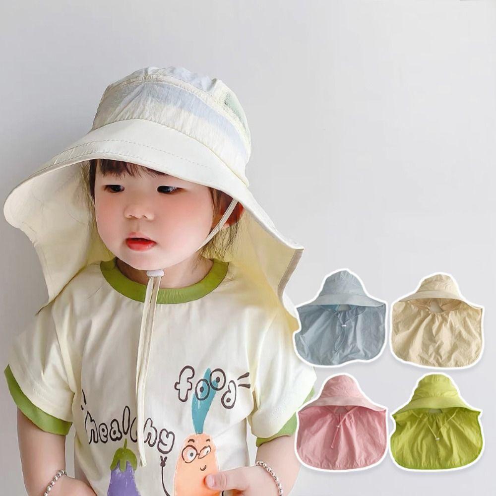 Solid Color Sunscreen Fisherman Cap Shawl Summer Sun Hat Casual Children Bucket Hat  Travel