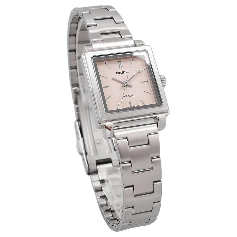 Casio LTP-E176 серия простые и универсальные водонепроницаемые кварцевые женские часы с стальным ремешком, розовый циферблат LTP-E176D-4AV