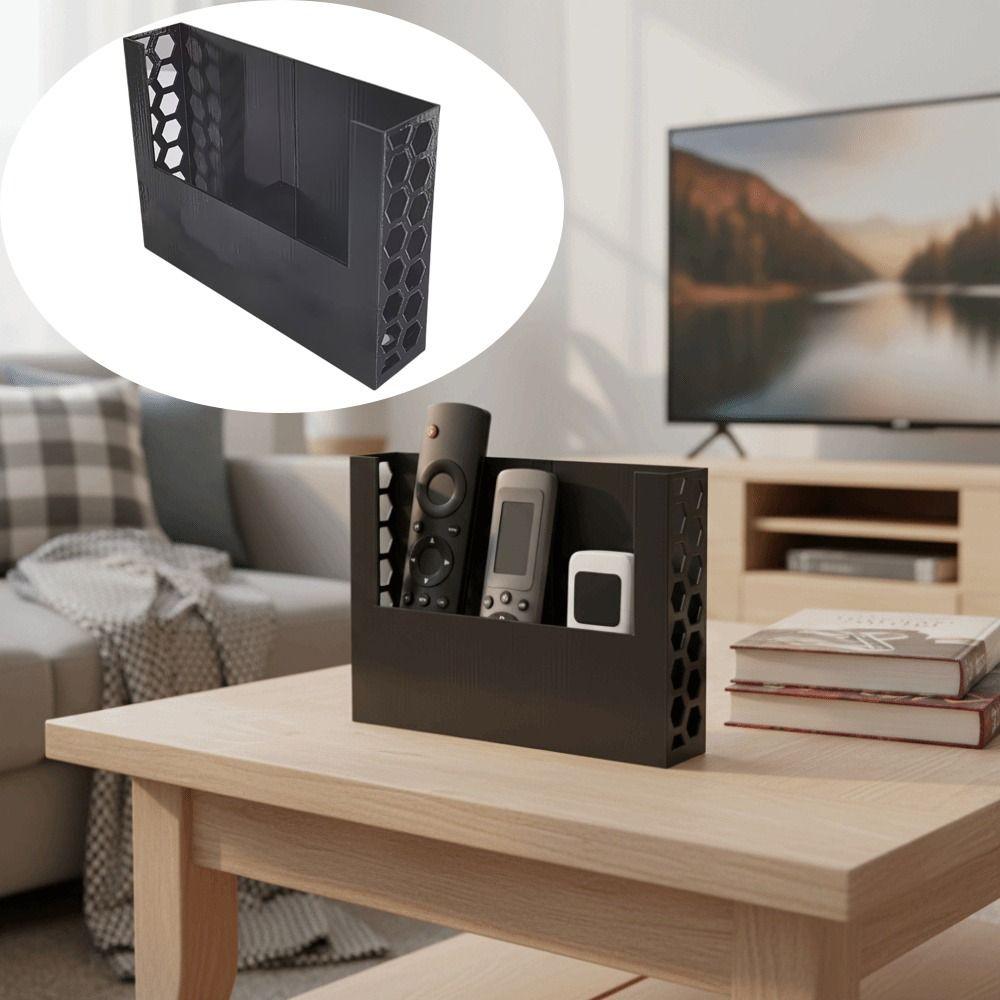 Black Color Remote Control Organizer Honeycomb Design Honeycomb Storage Box Living Room