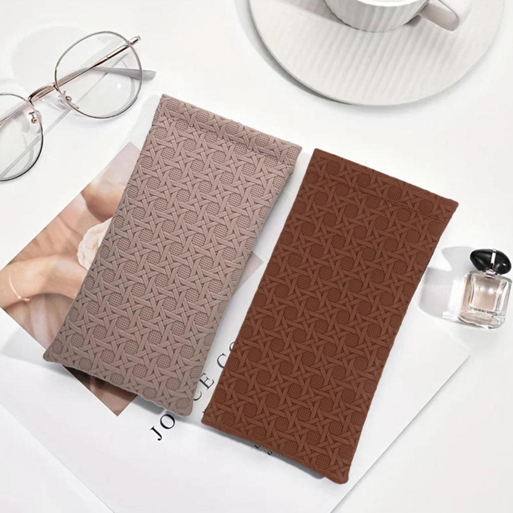 1 шт. Минималистичный элегантный модный чехол для очков с плетеной текстурой из искусственной кожи, портативный ящик для хранения солнцезащитных очков, прочный защитный контейнер