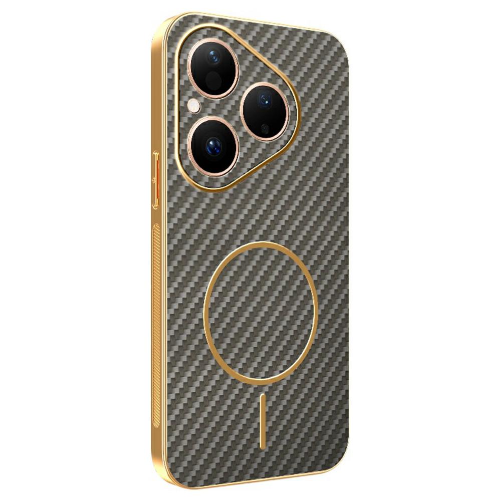 For Huawei Pura 80 Phone Case Carbon Fiber Textured Electroplated TPU Back Cover