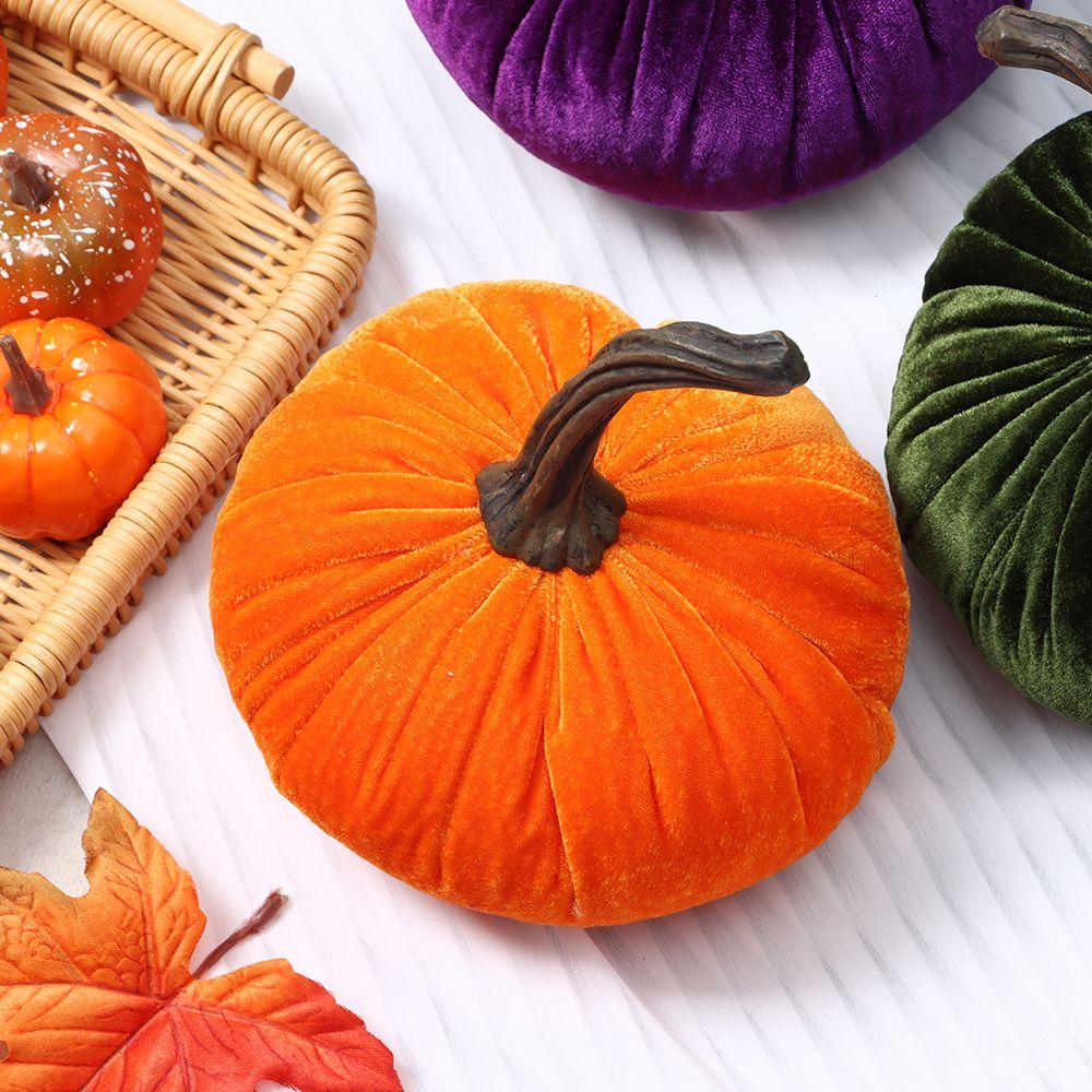 Artificial Exquisite Handmade Soft Stuffed Pumpki Plush Throw Pillows Pumpkins Decor Velvet Pillow