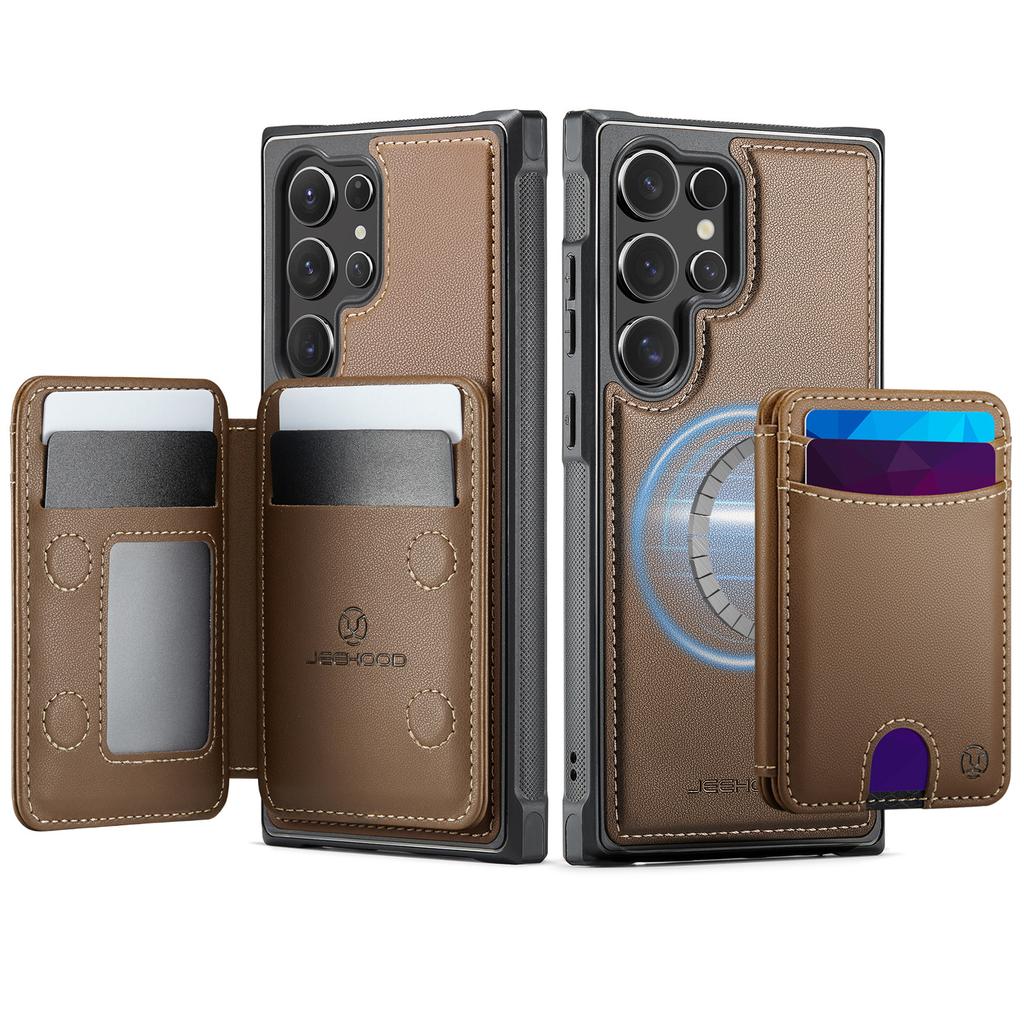 Leather Phone Case for Samsung Galaxy S26 Ultra S25 Edge S24 Plus S23 FE S22 S21 S20 Note20 Detachable Magnetic Card Slot Wallet