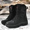 Men's High-top Cotton Boots Winter Warm Plush Casual Snow Hiking Boots Lovers Outdoor Forest Protection Tactical Training Boots