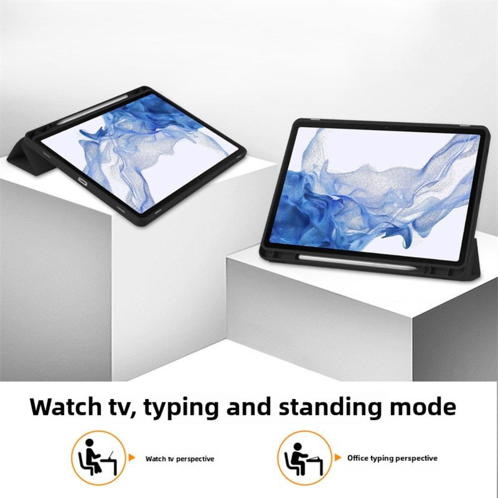Премиальный чехол из ТПУ для Samsung Tab S9 S8 S7 с держателем для стилуса, 3-складная подставка, чехол для планшета