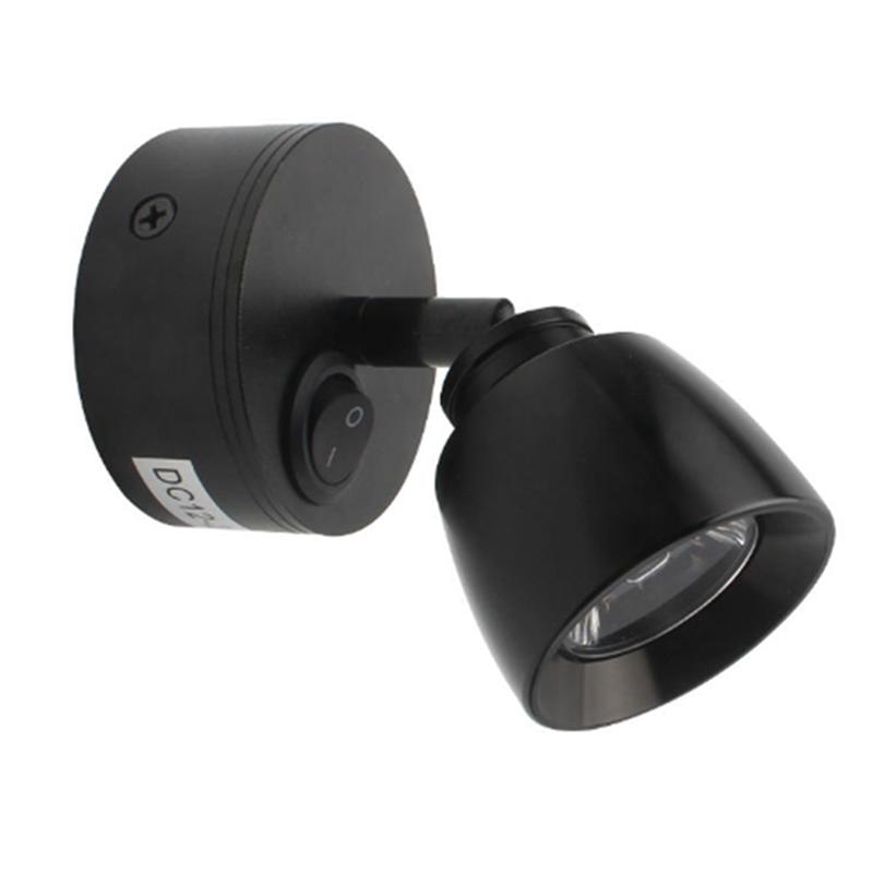 Wall Lamp Bedside Spotlight RV Light Reading Lamp Clip Light Switch For Caravans, Rvs, Boats, Etc (Black)
