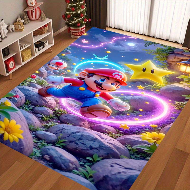 Новый 2026 Super Mario Bros. Ковер подходит для домашнего декора в игровых комнатах, спальнях, гостиных, зонах у дивана и других помещениях.