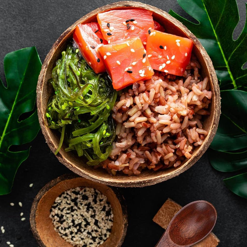 12-15CM Polished Coconut Shell Bowls Serving Dishes Fruit Salad Wooden Reusable Utensils Natural Coconut Bowl Breakfast Party