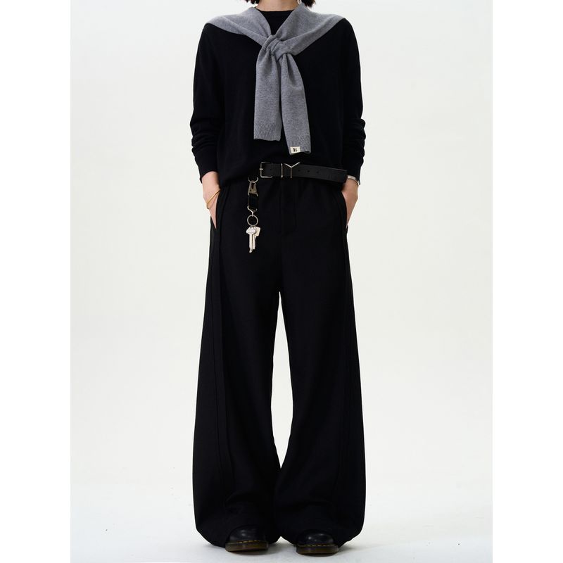 Madwitch Retro Classy Drape Double Pleated Casual Suit Pants Men and Women Loose Straight-leg Cleanfit Wide-Leg Pants