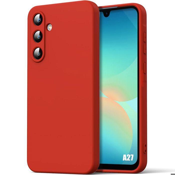 Coque pour Samsung Galaxy A27 5G, Protection Silicone Doux Léger Anti-Rayures Antichoc Mat Rouge