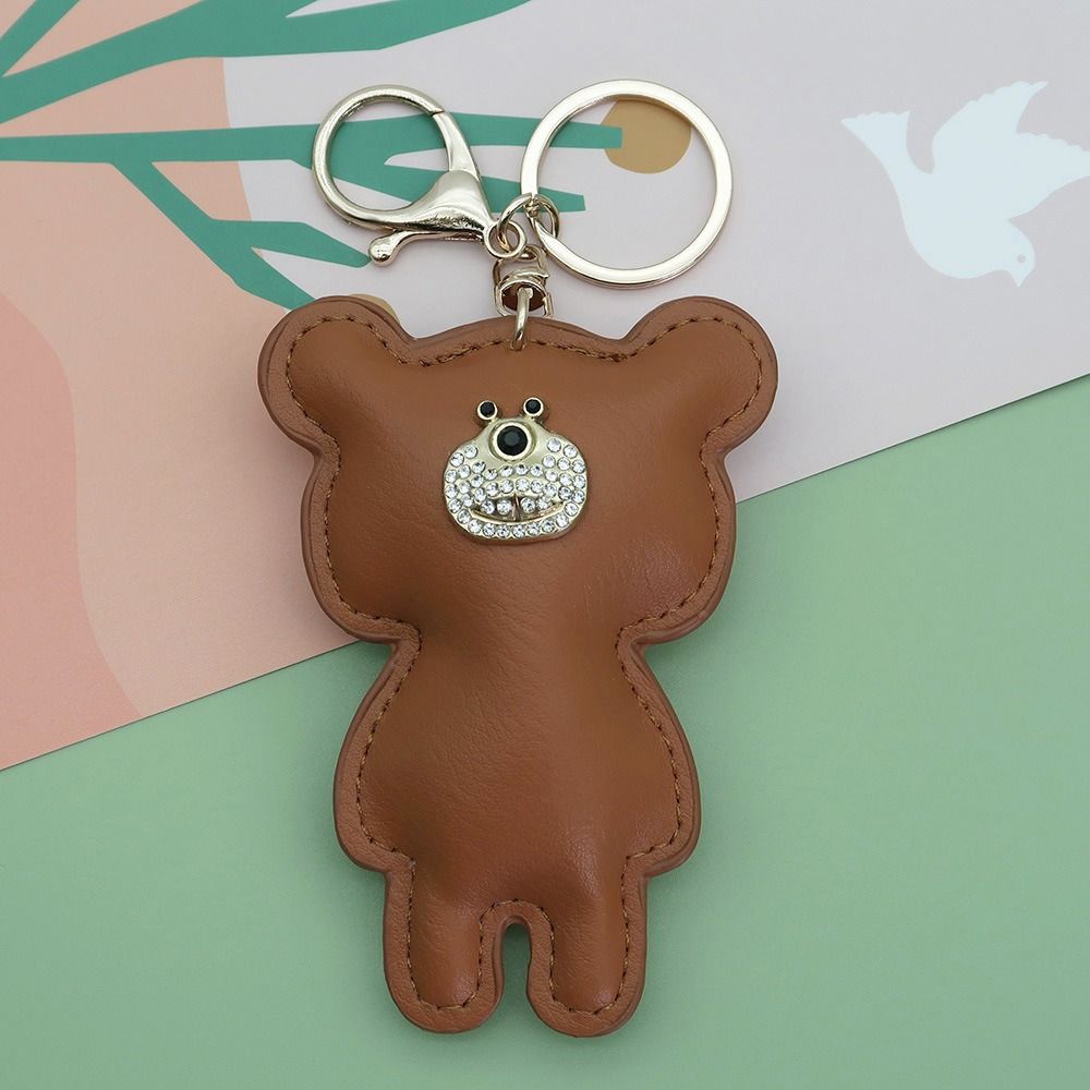 Fashion PU Leather Embroidery Bear Hanger Cute Heart Bears Bag Pendant  Backpack Decoration